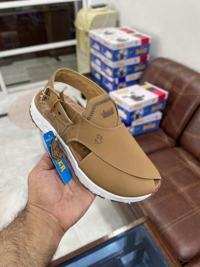 Bigger Shoes Casual Tan Leather Sandal - Footwear