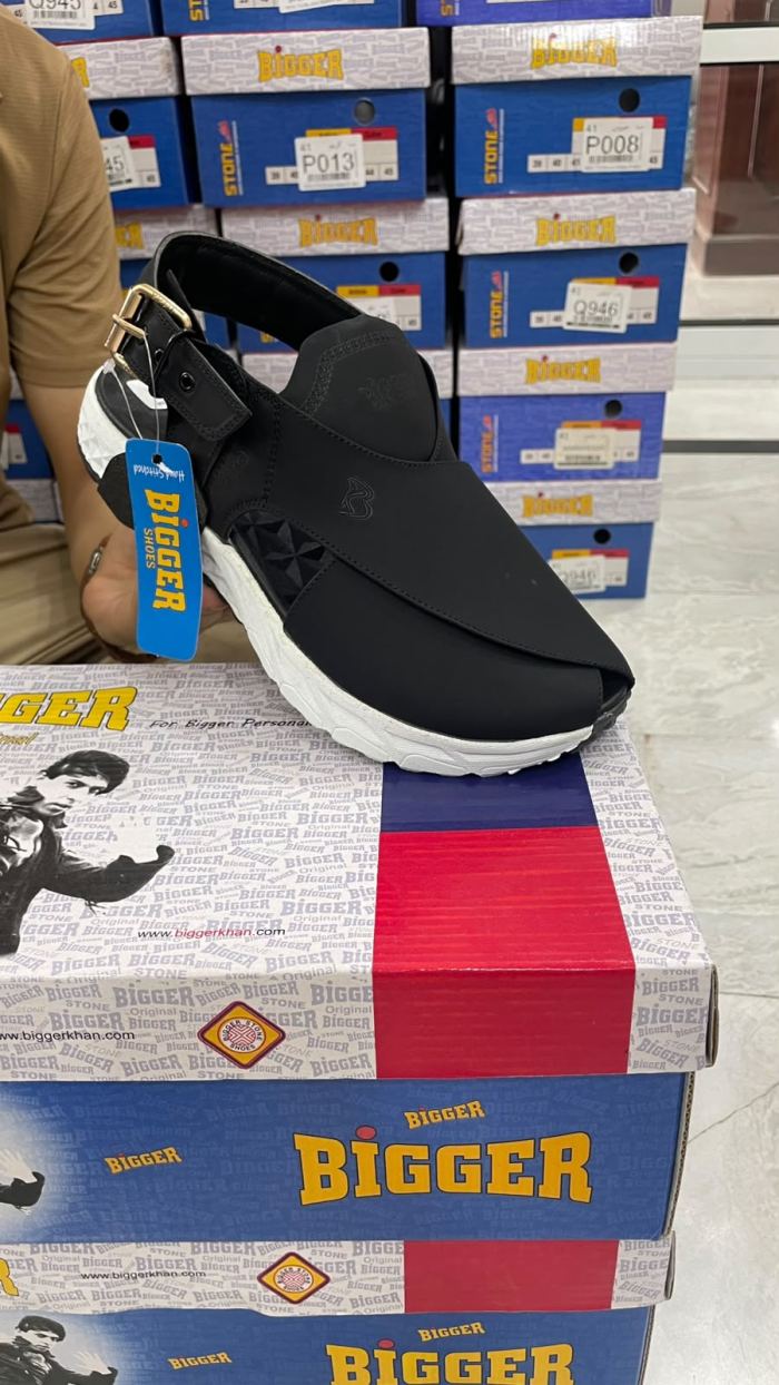 Bigger Shoes Stylish Black Casual Sandals For Men - Footwear