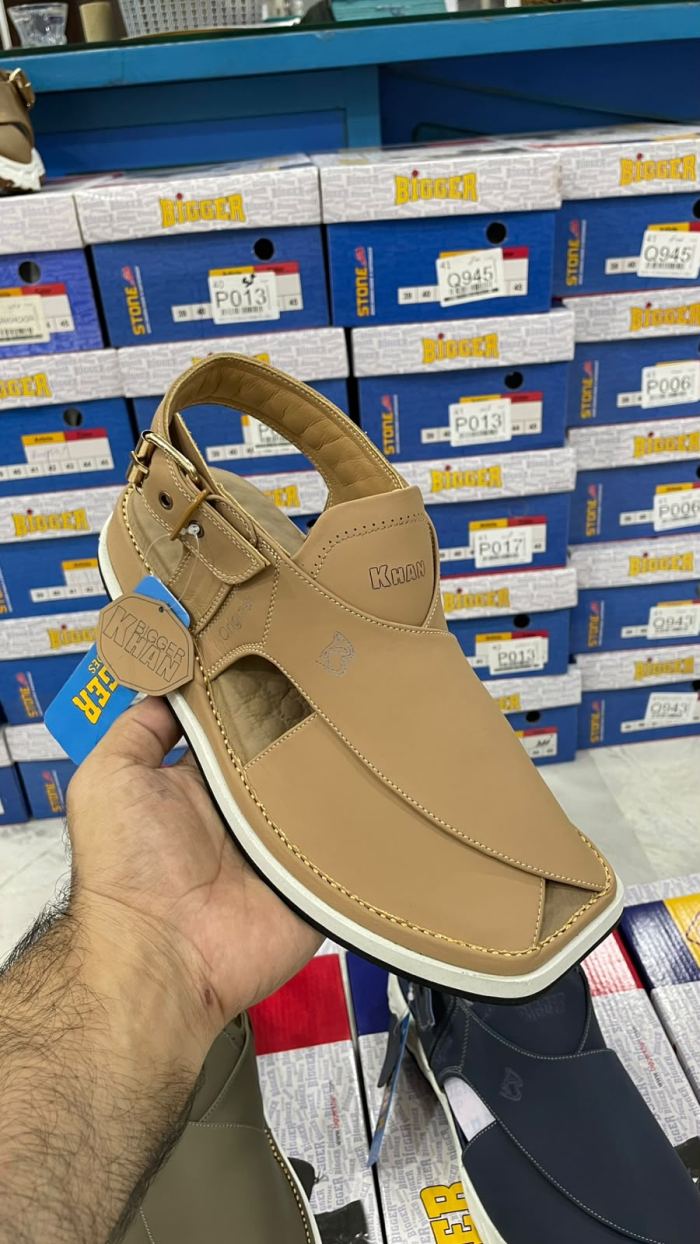 Bigger Khan Classic Beige Handmade Peshawari Chappal - Footwear