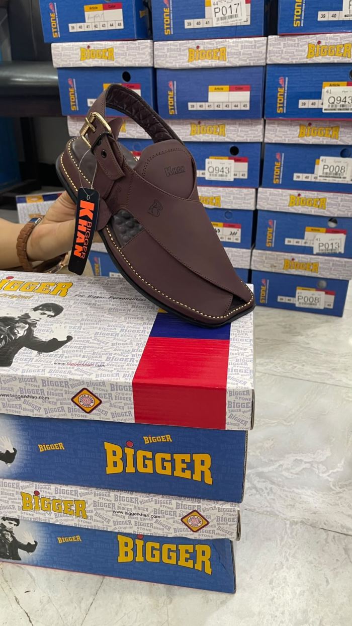 Bigger Khan Classic Dark Brown Peshawari Chappal - Footwear