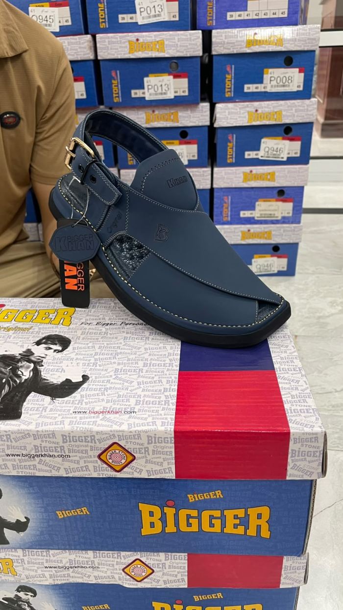 Bigger Khan Stylish Blue Peshawari Chappal - Footwear